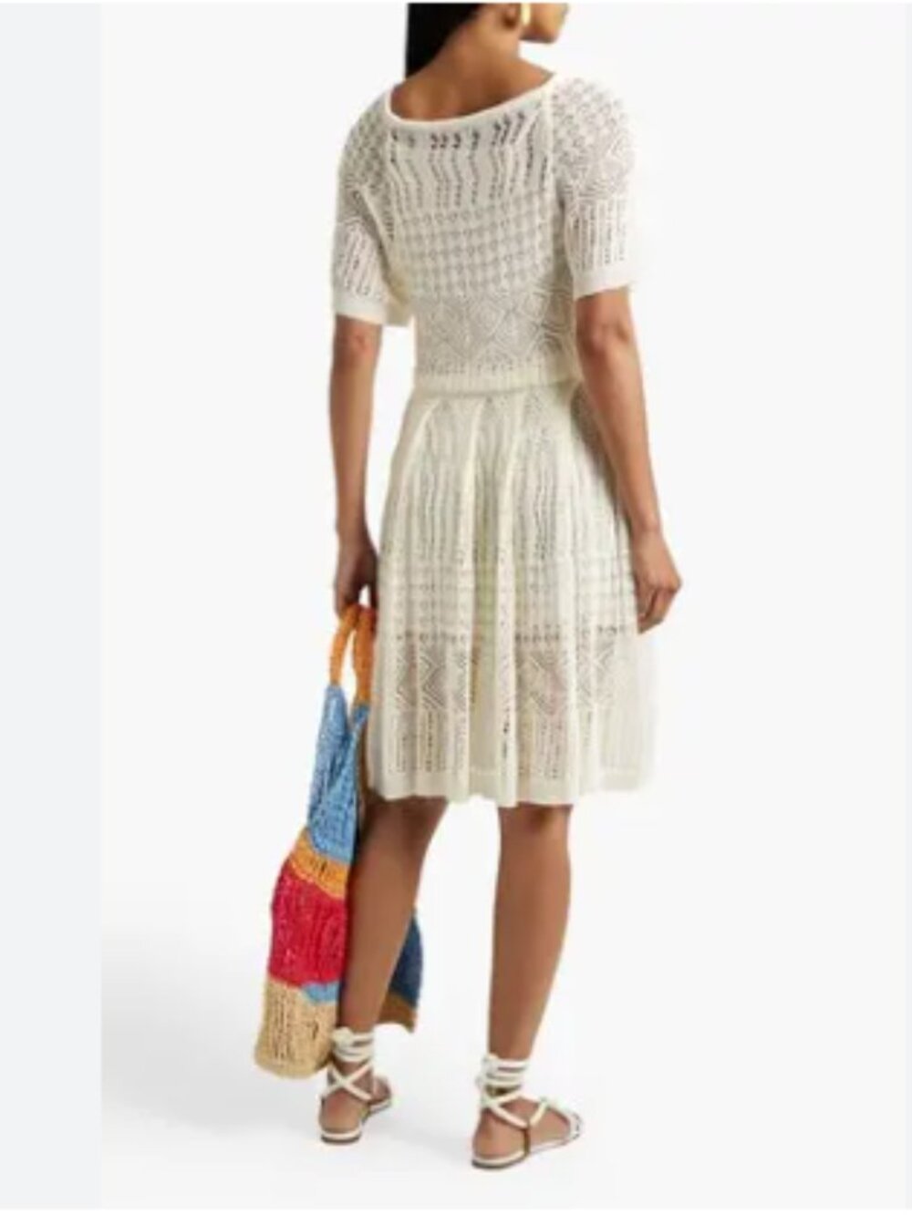 MISSONI Crochet Knit Mini Dress Ivory Size 46 IT (Large/10)